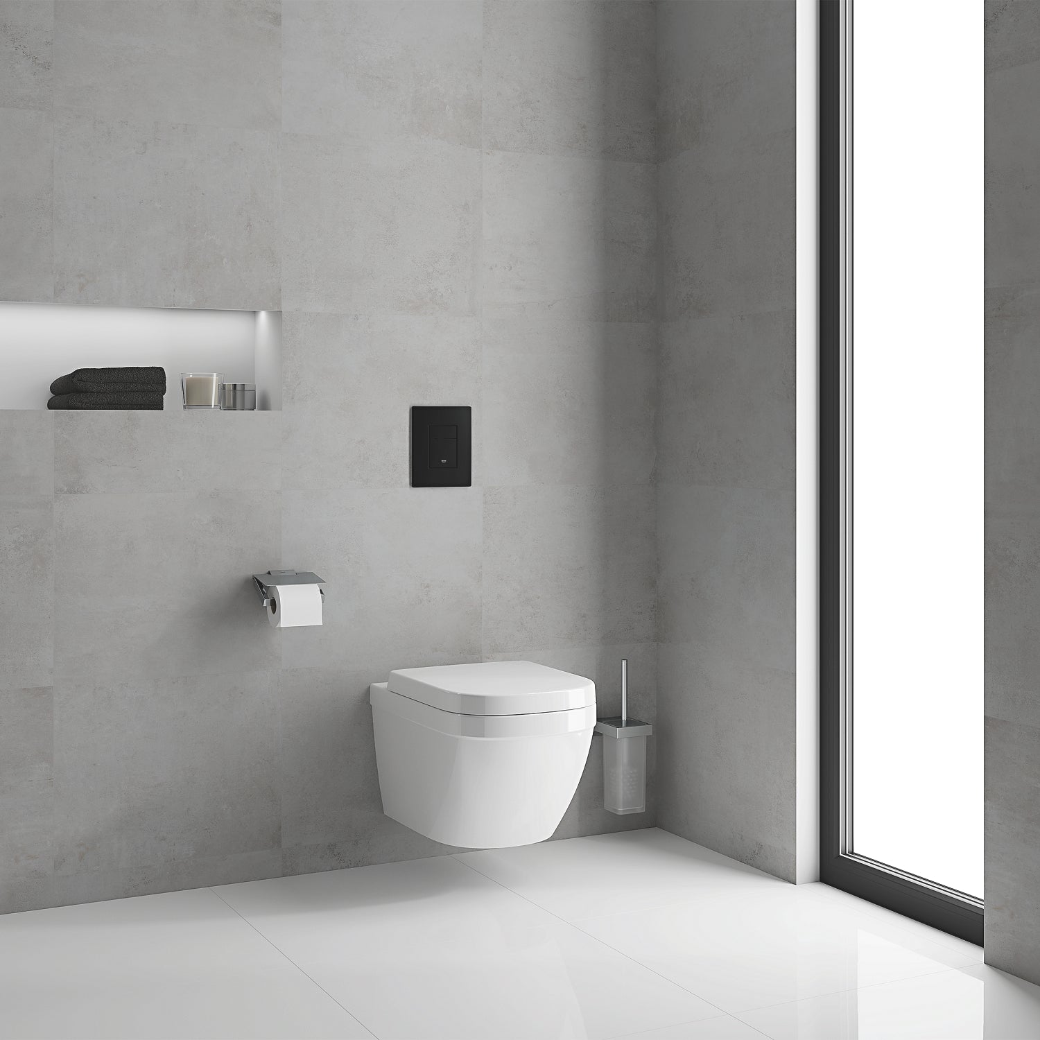 Clapeta WC Grohe Skate Cosmo, dubla, verticala, 197 x 156 mm, ABS, mat, negru, 38732KF0