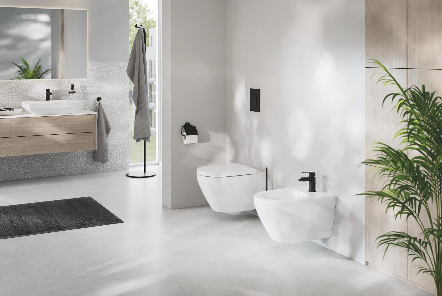 Clapeta WC Grohe Skate Cosmo, dubla, verticala, 197 x 156 mm, ABS, mat, negru, 38732KF0