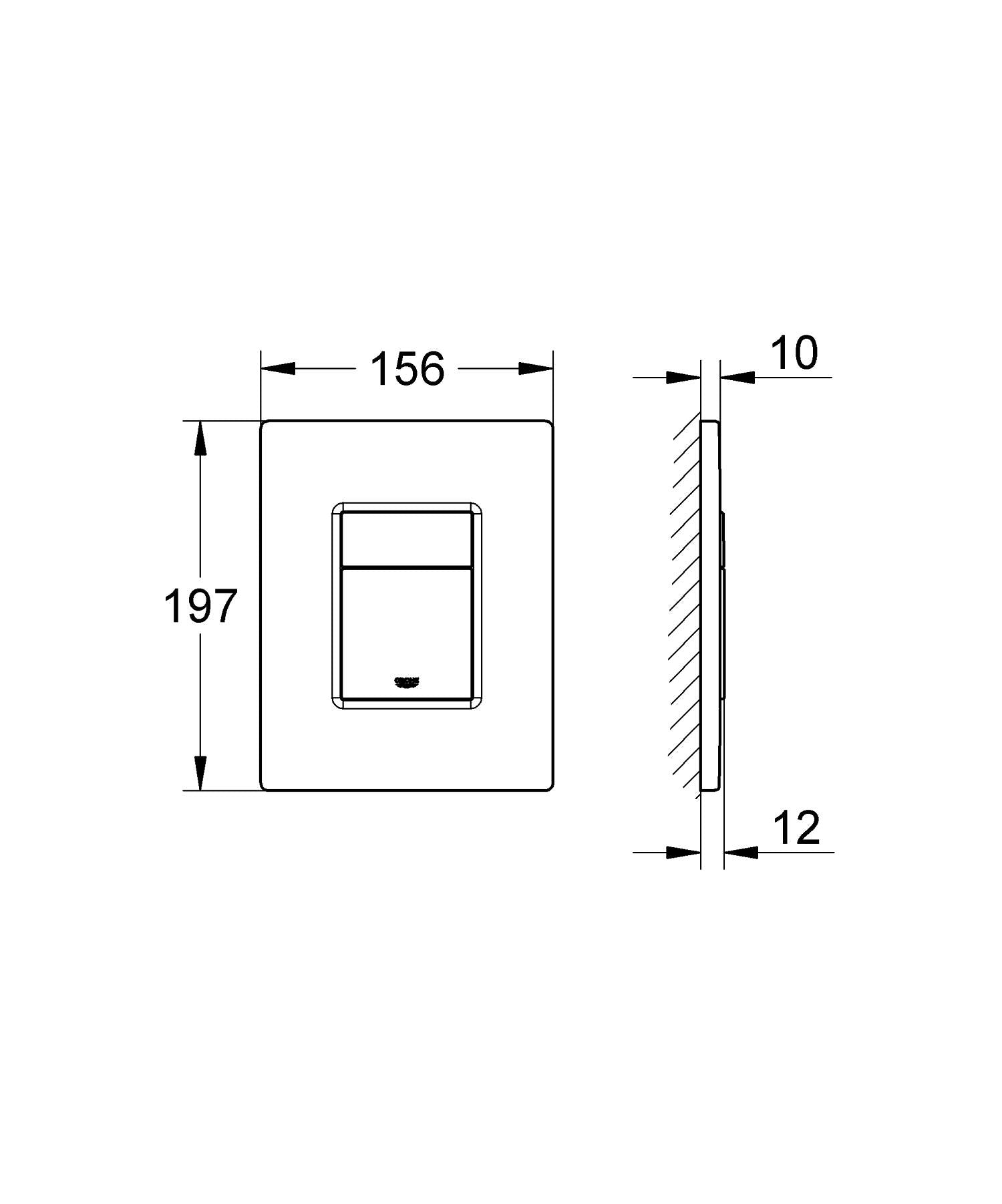 Clapeta WC Grohe Skate Cosmo, dubla, verticala, 197 x 156 mm, ABS, mat, negru, 38732KF0