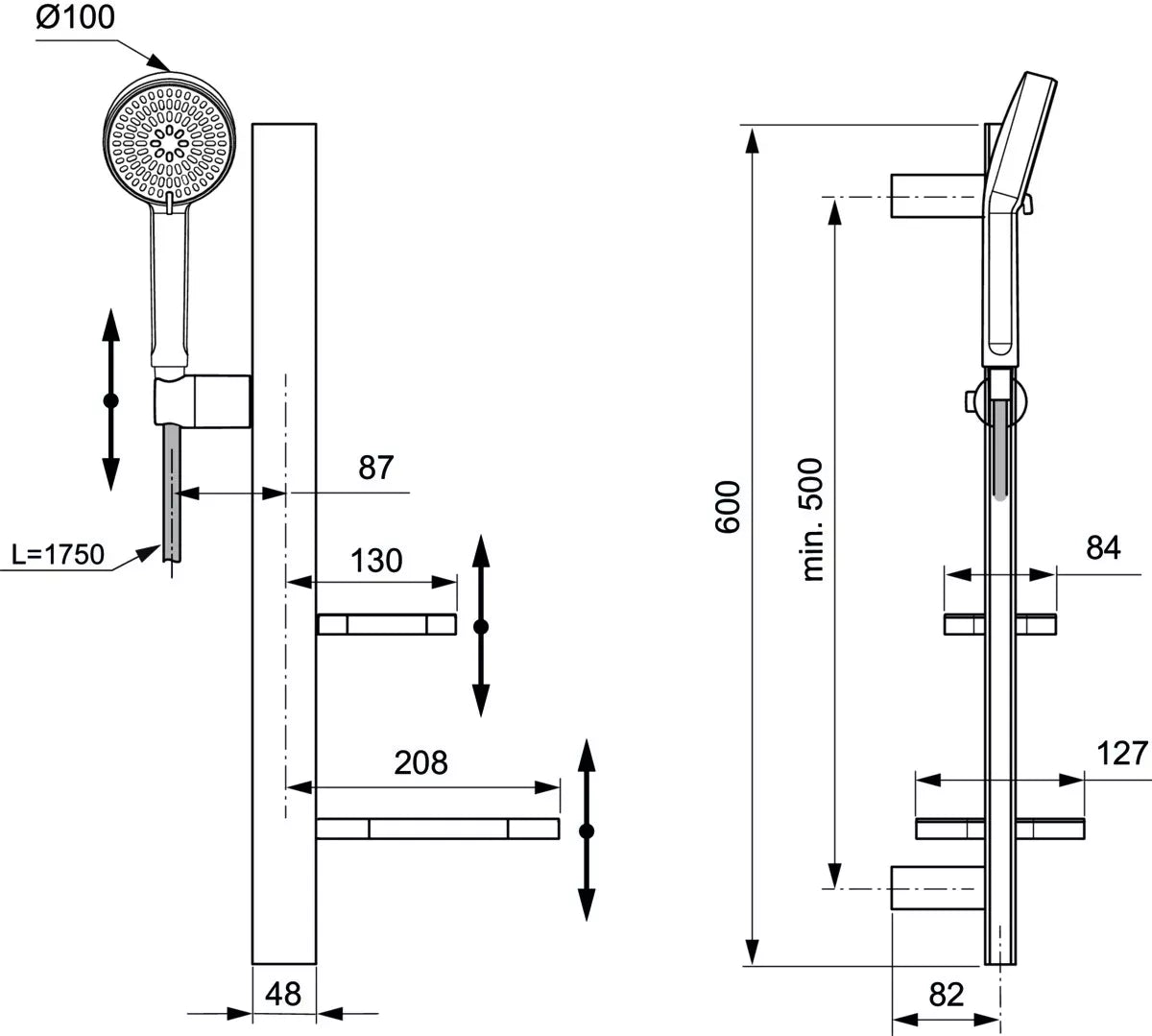 Set baterie dus termostatica GROHE Grohtherm 800 cu set dus Tempesta 100 cu bara 600 mm - imagine 5
