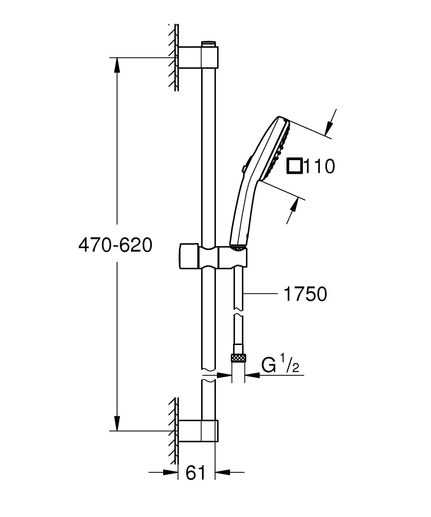 Set baterie dus termostatica GROHE Grohtherm 800 cu set dus Tempesta 100 cu bara 600 mm - imagine 6