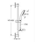 Coloana dus Grohe Tempesta 110, universala, 600 mm, 1 functie, crom, 27853003
