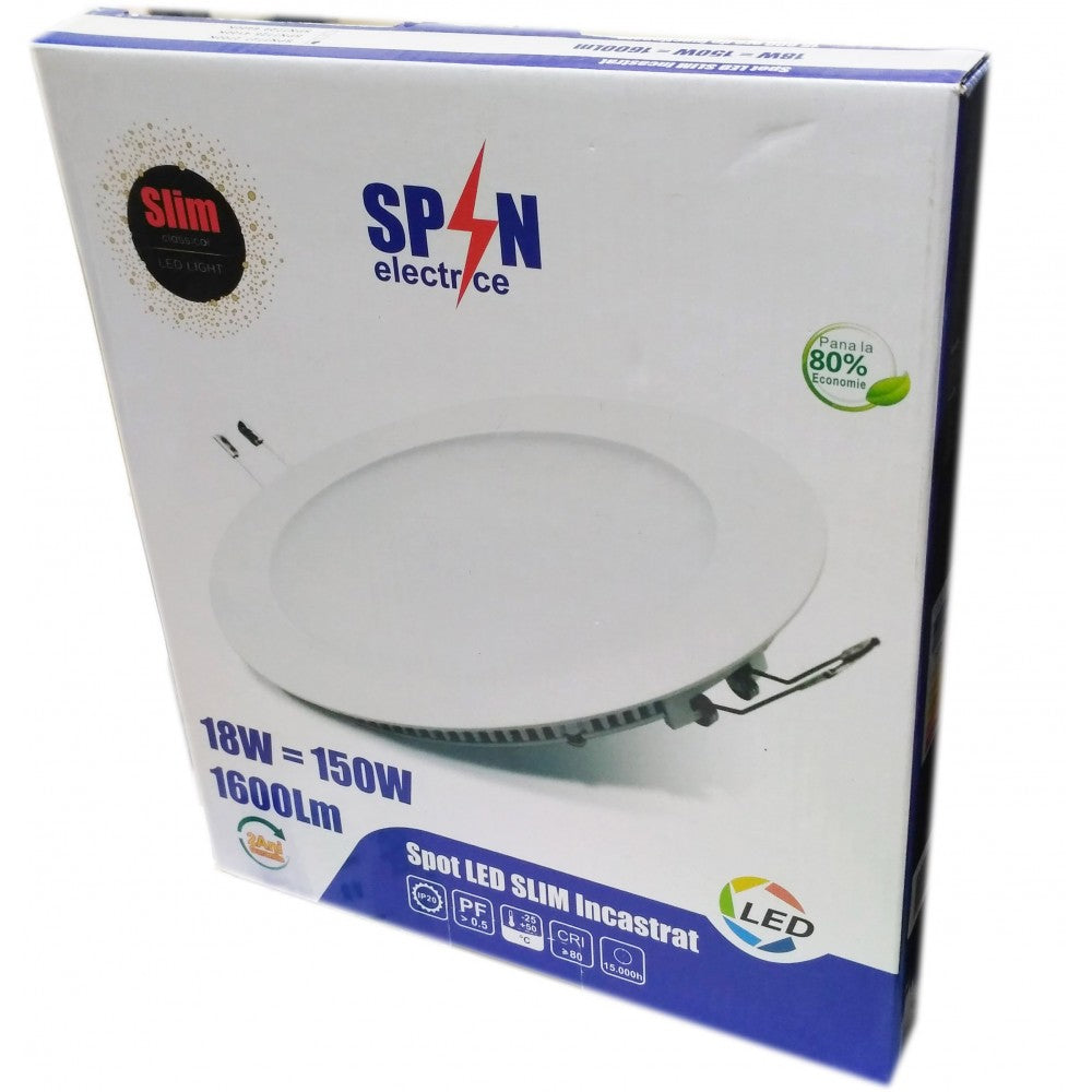 Spot Led Slim Ã˜223, 18W=150W, 6400K, lumina rece