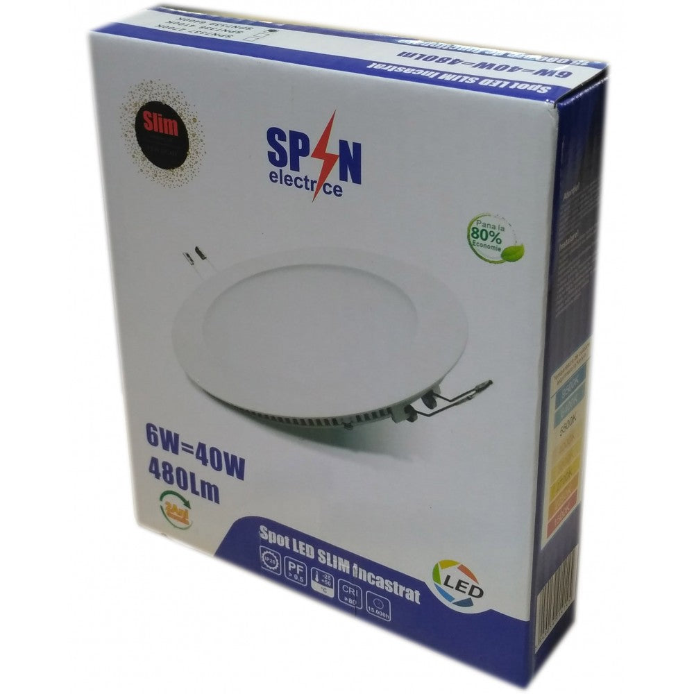 Spot Led Slim Ã˜118, 6W=40W, 2700K, lumina calda