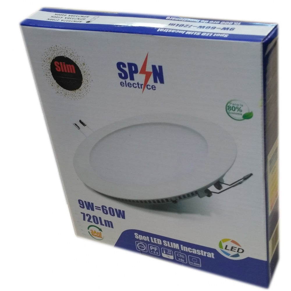 Spot Led Slim Ã˜145, 9W=60W, 6400K, lumina rece
