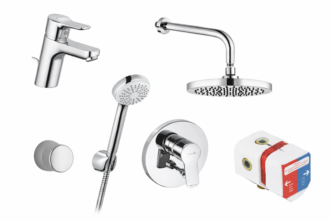 Pachet incastrat Pure Easy 7-in-1 pentru baie moderna - sistem de dus complet