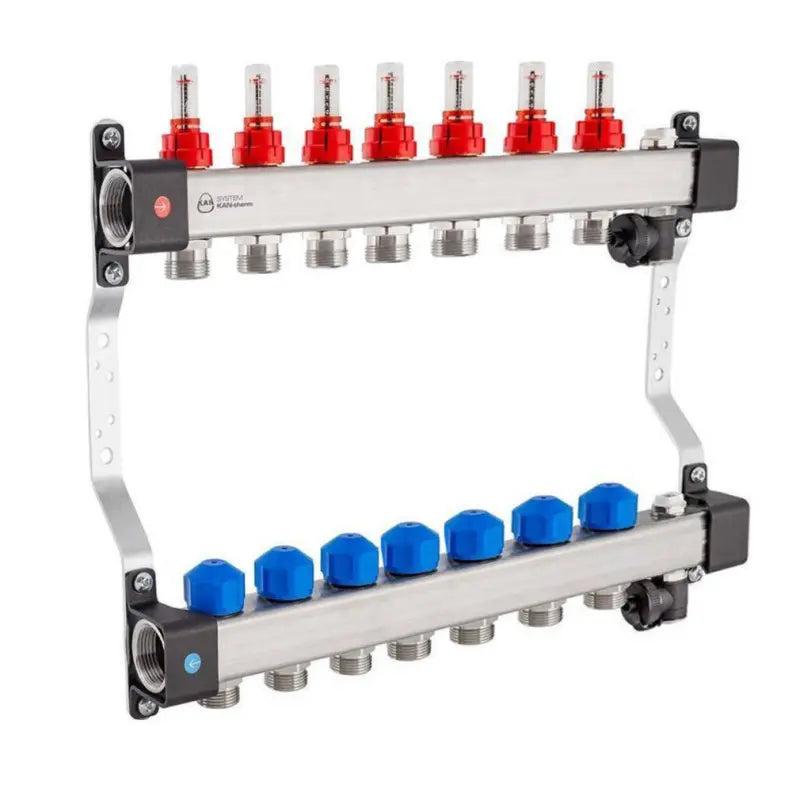 Distribuitor incalzire pardoseala, KAN-therm InoxFlow, inox, filet interior, 7 cai, 1" grossmann.ro