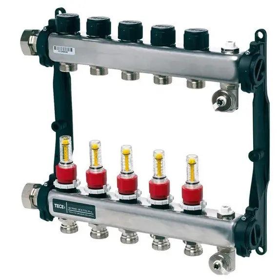 Distribuitor incalzire pardoseala, Tece 77310005, otel, filet interior, 5 cai, 1" grossmann.ro