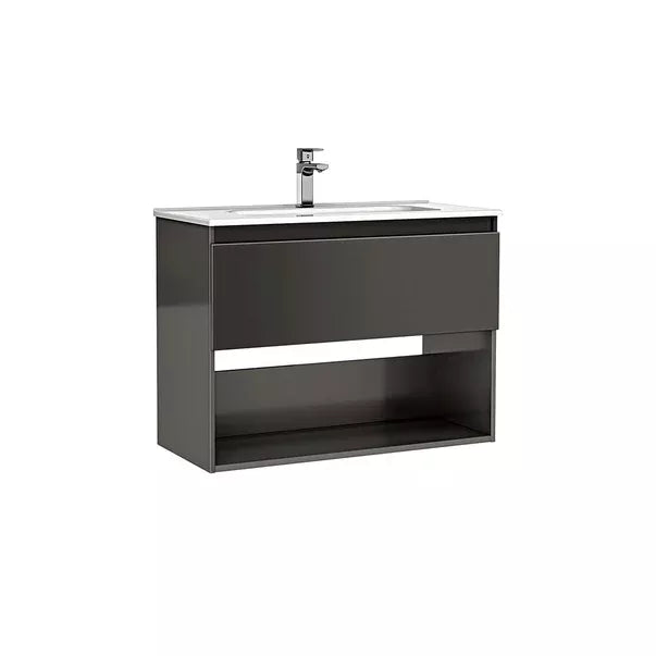 MOBILIER DAILY 80X46X56.5 ANTRACIT LUCIOS,1 SERTAR+RAFT,CU LAVOAR