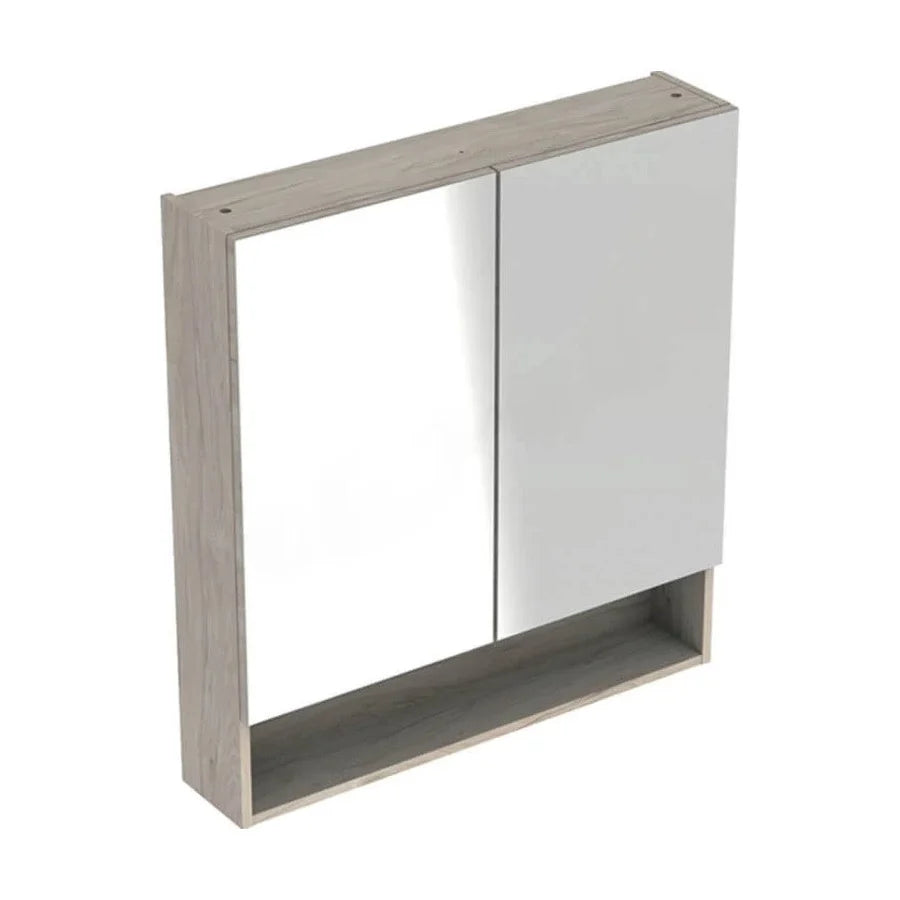 DULAP CU OGLINDA 80 CM SELNOVA SQUARE CU DOUA USI, NUC AMERICAN HICKORY DESCHIS