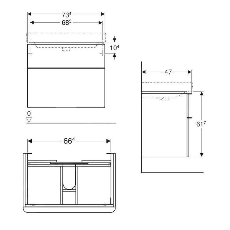 MOBILIER PENTRU LAVOAR SMYLE SQUARE CU DOUA SERTARE 73.4X61.7 ALB