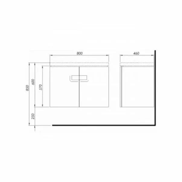 DULAP SHONA 80X56X45.2 CM PENTRU LAVOAR, DOUA SERTARE, ALB MAT