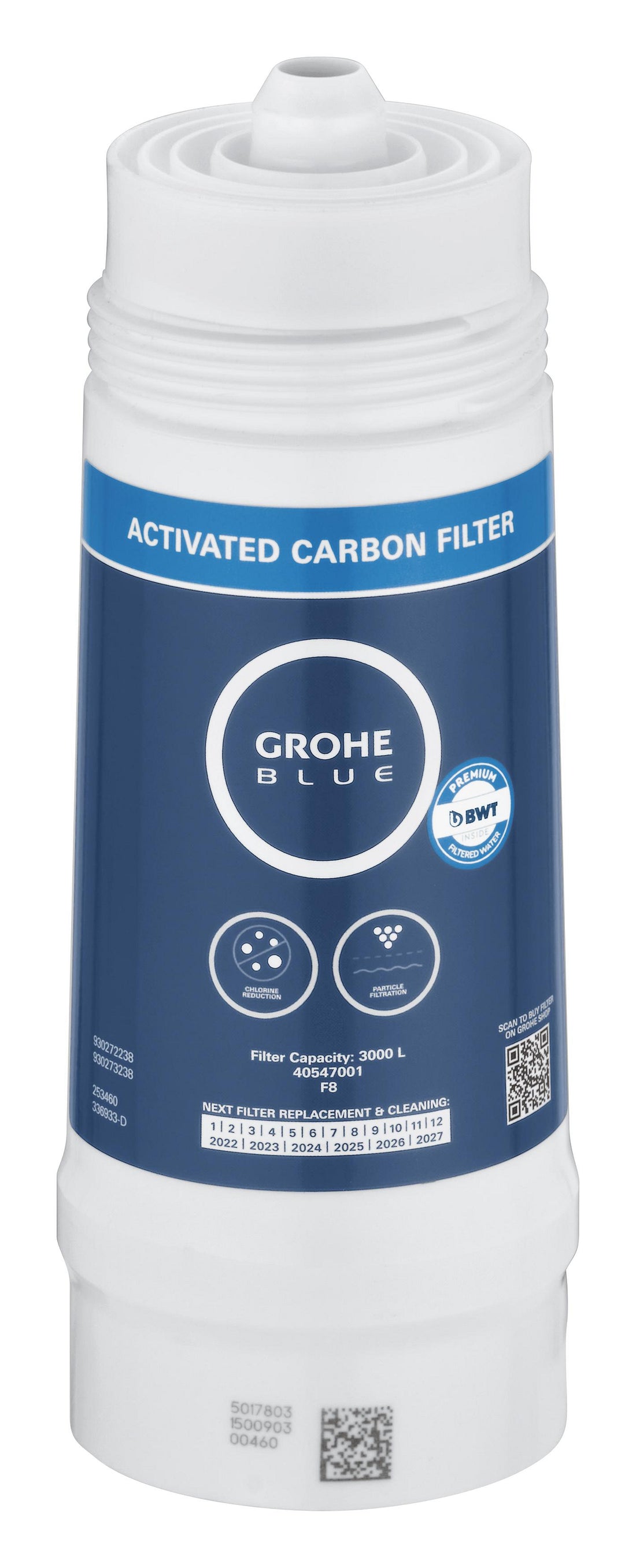 Filtru Grohe Blue 40547001, carbon activ, 3000 l, filtrare 5 faze, compatibil Grohe Blue Pure, Home si Professional