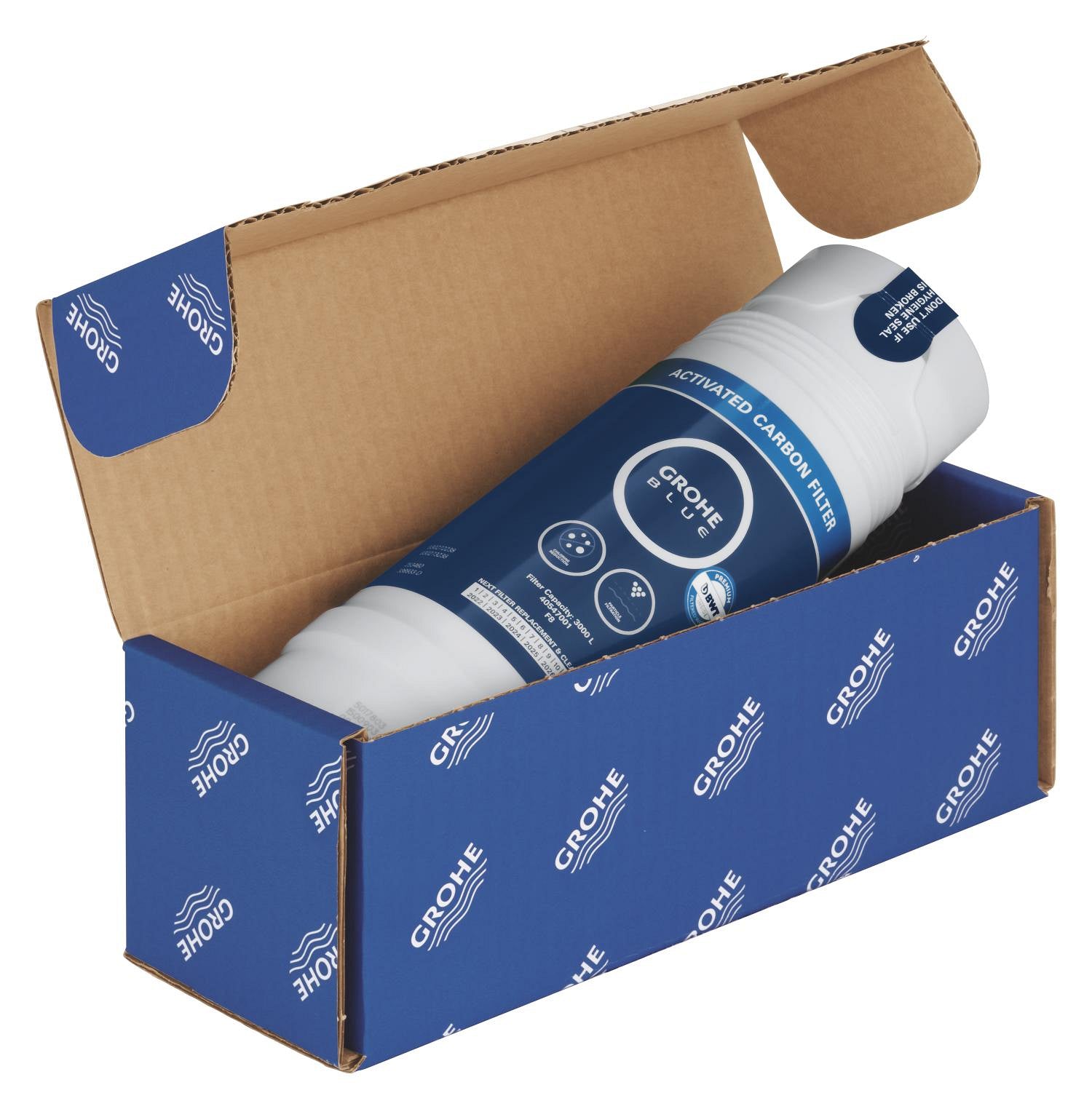Filtru Grohe Blue 40547001, carbon activ, 3000 l, filtrare 5 faze, compatibil Grohe Blue Pure, Home si Professional