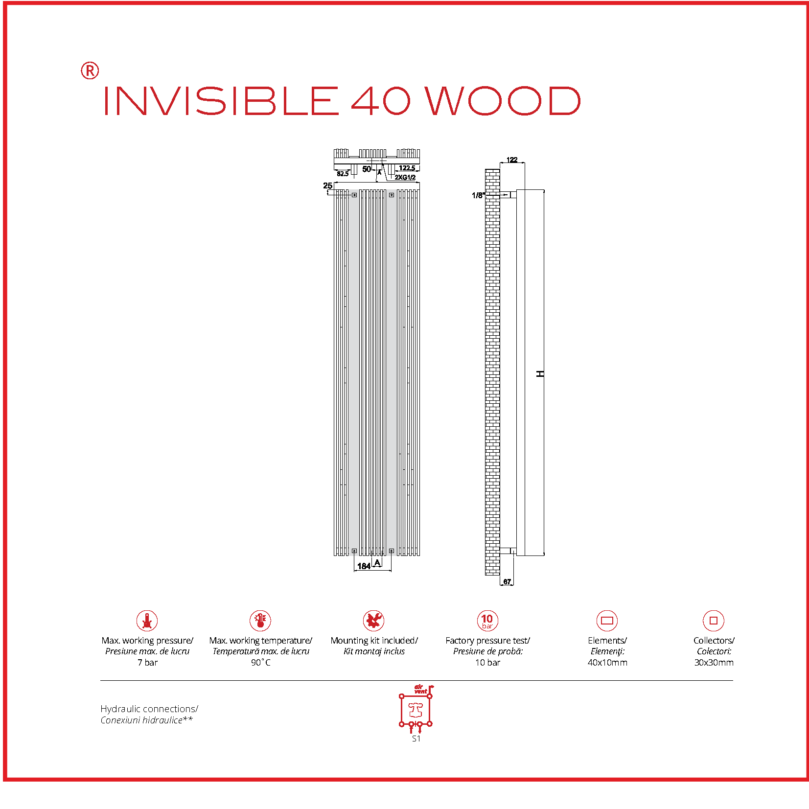 CALORIFER INVISIBLE 40 WOOD 1800*18 RAL 9010 + KIT Textured Beige Radox 1001 TEXT - imagine 8