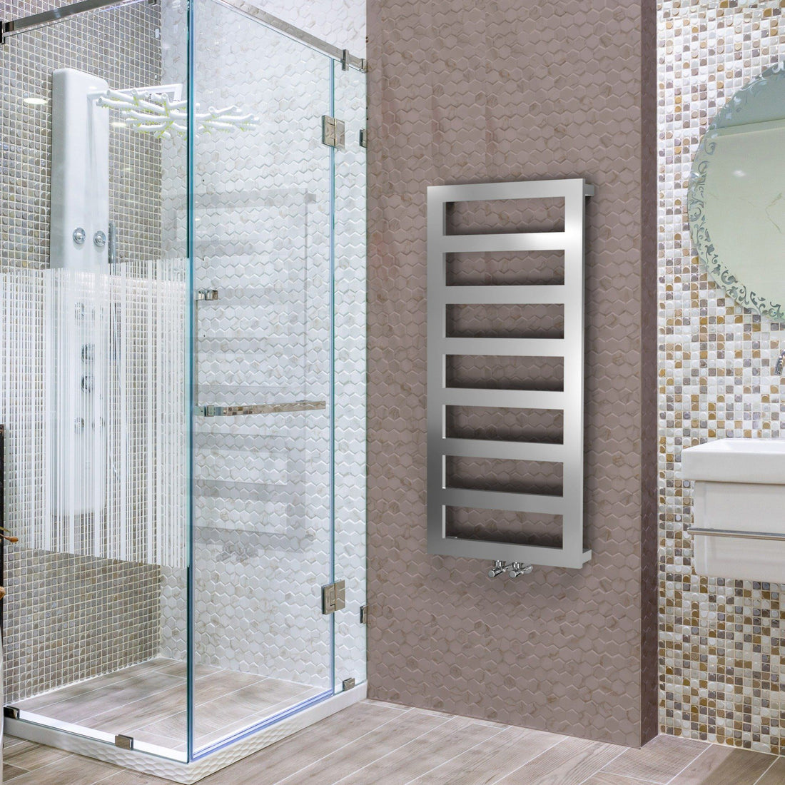 Calorifer baie portprosop decorativ cromat 500/1320 mm KAZAR (include kit de instalare)