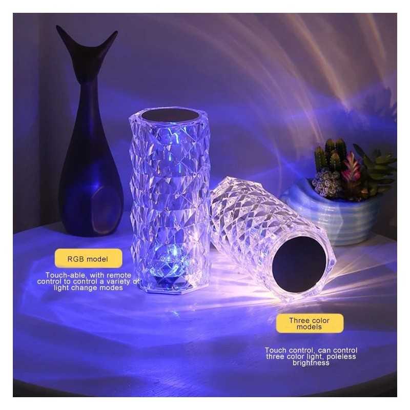 Lampa de masa decorativa cu LED Crystal Touch Design RGB