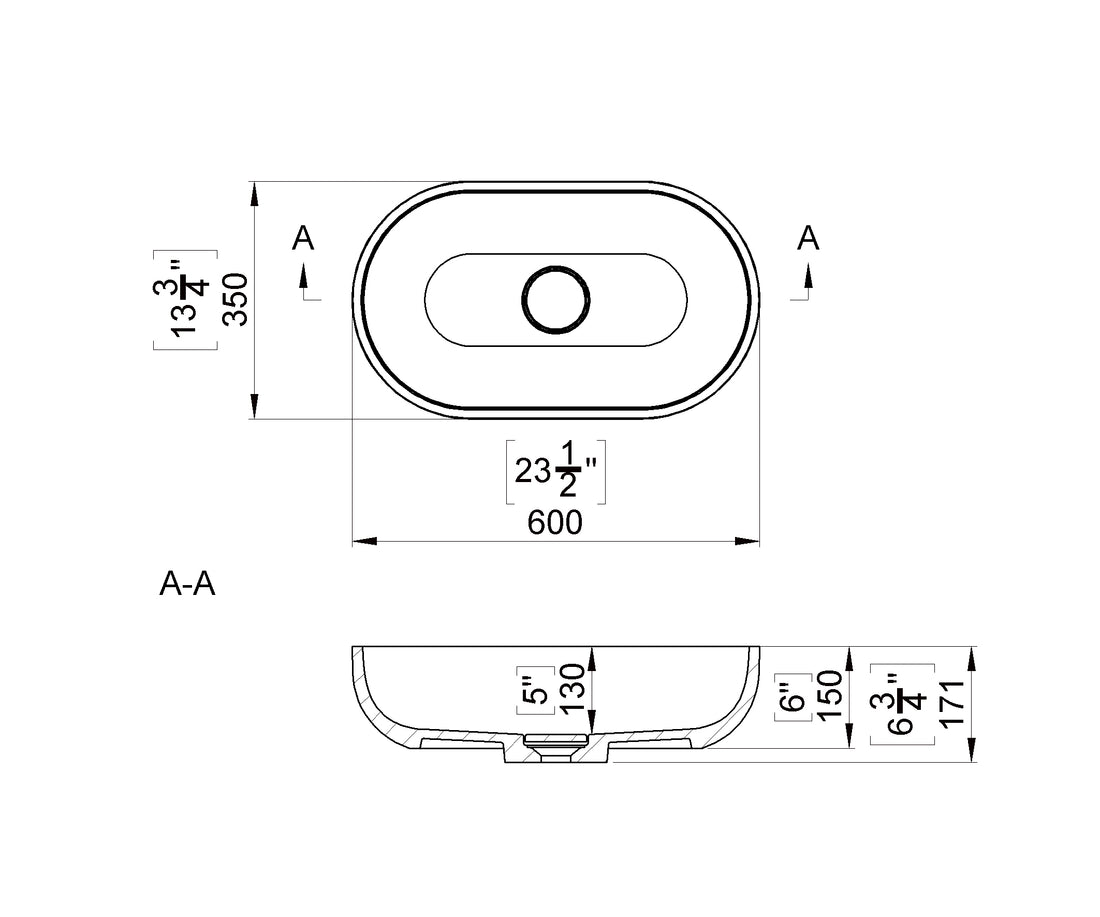 LAVOAR CHIRA OVAL 60X35X17.1 CM FARA PREPLIN