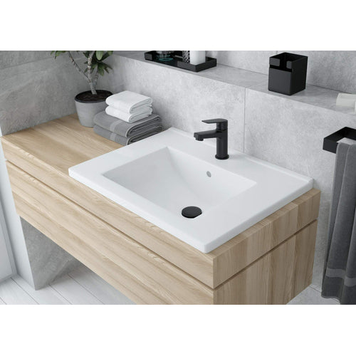 Lavoar ceramic, încastrat, cu gaură pentru baterie - 60 cm, Deante