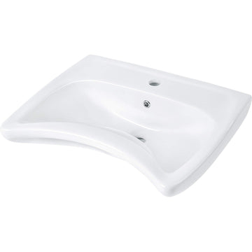 Lavoar ceramic, montare pe perete, cu gaură pentru baterie - pentru persoane cu mobilitate redusă, Deante