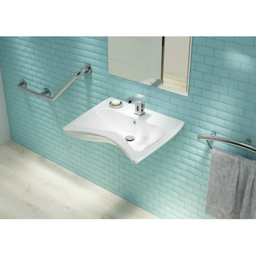 Lavoar ceramic, montare pe perete, cu gaură pentru baterie - pentru persoane cu mobilitate redusă, Deante