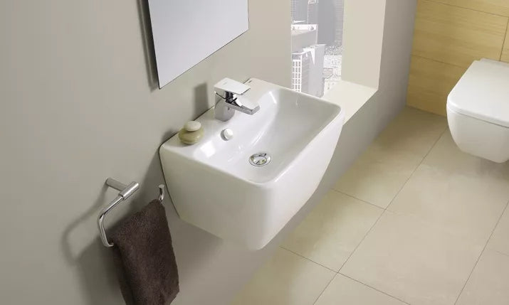 LAVOAR EMMA 45X35 SQUARE ALB CU PIEDESTAL INTEGRAT