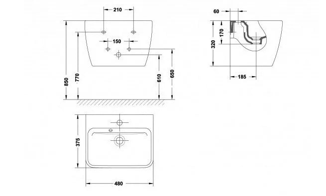 LAVOAR EMMA 45X35 SQUARE ALB CU PIEDESTAL INTEGRAT