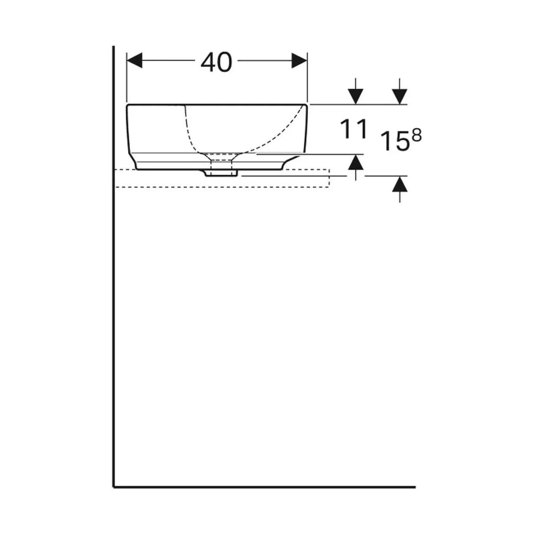 LAVOAR PE BLAT GEBERIT VARIFORM, ELIPTIC, CU BANC CU ORIFICII DE ROBINET B-50CM,T-40CM,PREAPLIN VIZIBIL, ALB