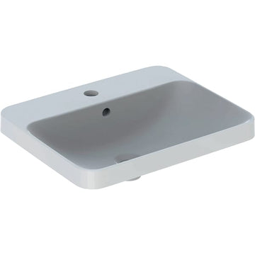 LAVOAR ÎNCORPORAT GEBERIT VARIFORM, DREPTUNGHIULAR, CU BANC CU ORIFICII DE ROBINET B-55CM,T-45CM,PREAPLIN VIZIBIL, GLAZURAT ALB