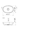 Lavoar oval Cast Marble Aruba 56x37 cm, montare pe blat, fara preaplin, alb