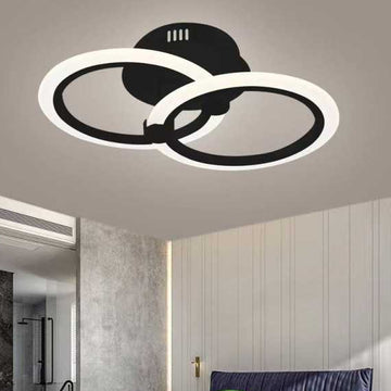 Lustra LED 2 cercuri Telecomanda wifi 2.4G cu lumina/rece/calda/neutra intensitate reglabila Maro