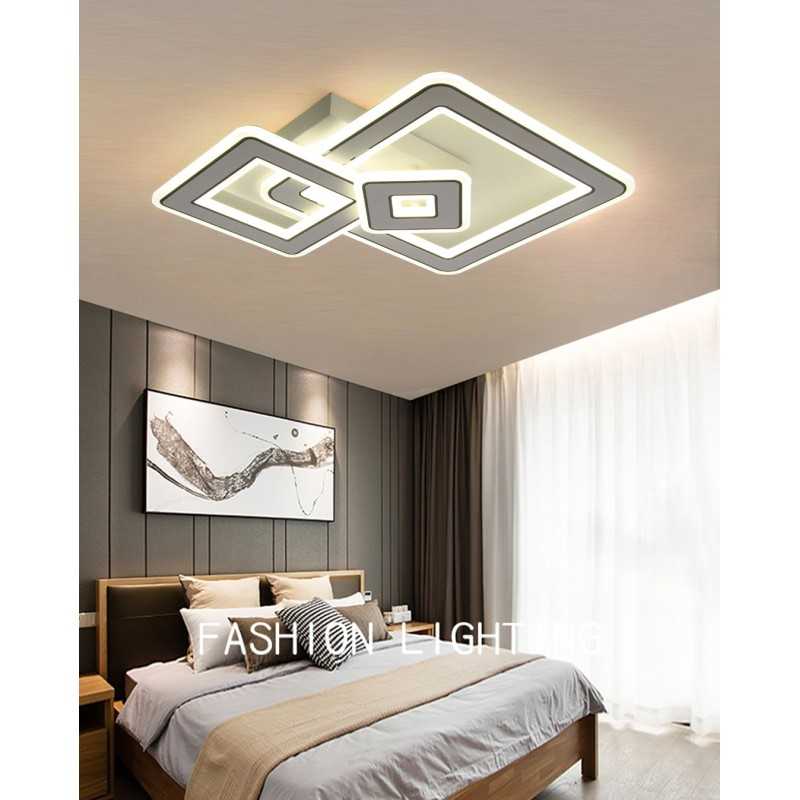 Lustra LED 3 Patrat si cu Telecomanda wifi 2.4G lumina/rece/calda/neutra intensitate reglabila