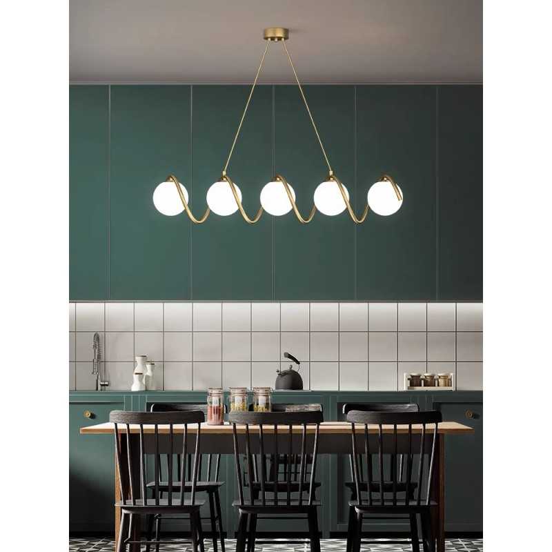 Lustra LED 5 Glob Alb Mat Becurile Nu Sunt Incluse