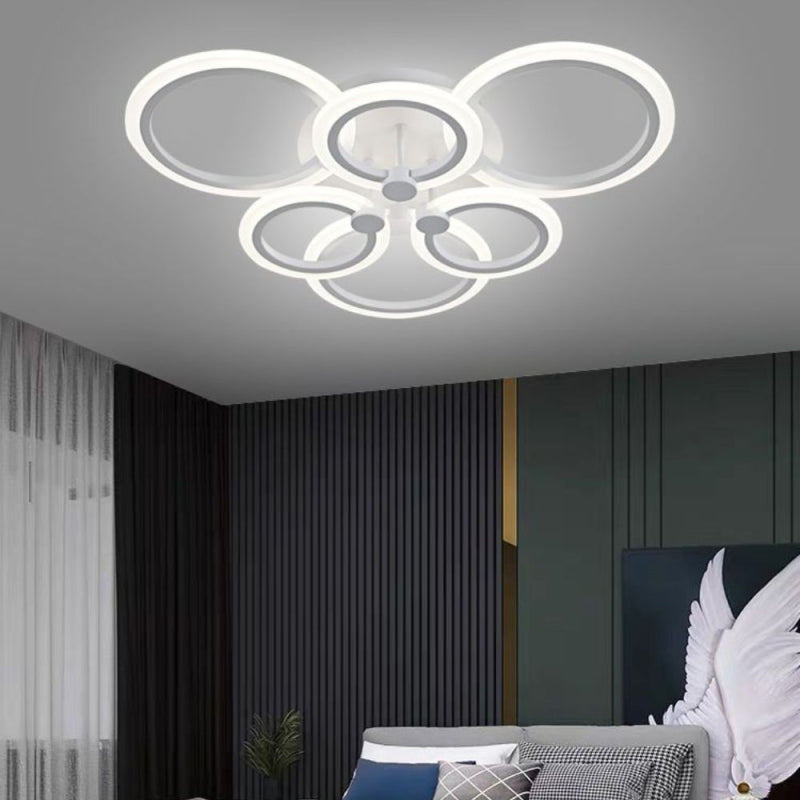 Lustra LED 6 cercuri Telecomanda wifi 2.4G lumina/rece/calda/neutra intensitate reglabila Crom