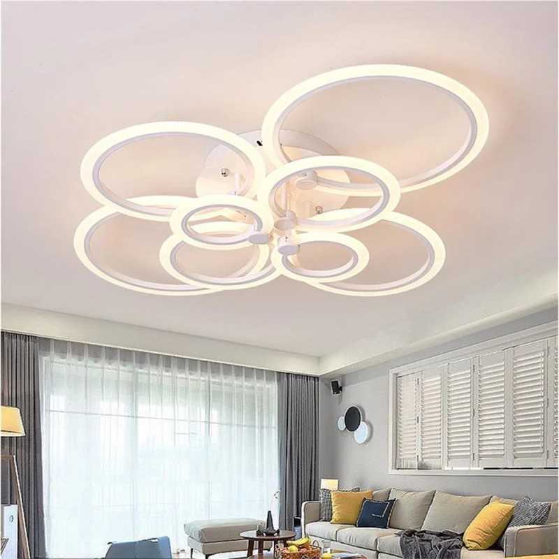 Lustra LED 8 cercuri cu Telecomanda wifi 2.4G cu lumina/rece/calda/neutra intensitate reglabila