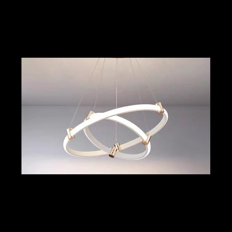Lustra LED Alb cu 2 Cercuri 40cm+60cm Telecomanda wifi 2.4G cu lumina/rece/calda/neutra intensitate reglabila