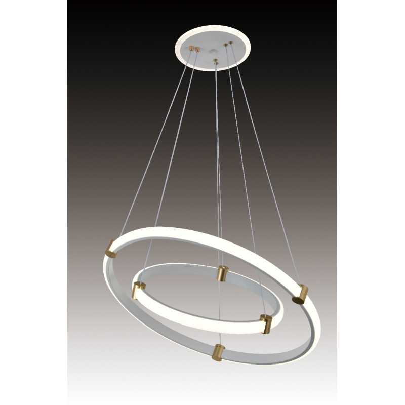 Lustra LED Alb cu 2 Cercuri 40cm+60cm Telecomanda wifi 2.4G cu lumina/rece/calda/neutra intensitate reglabila