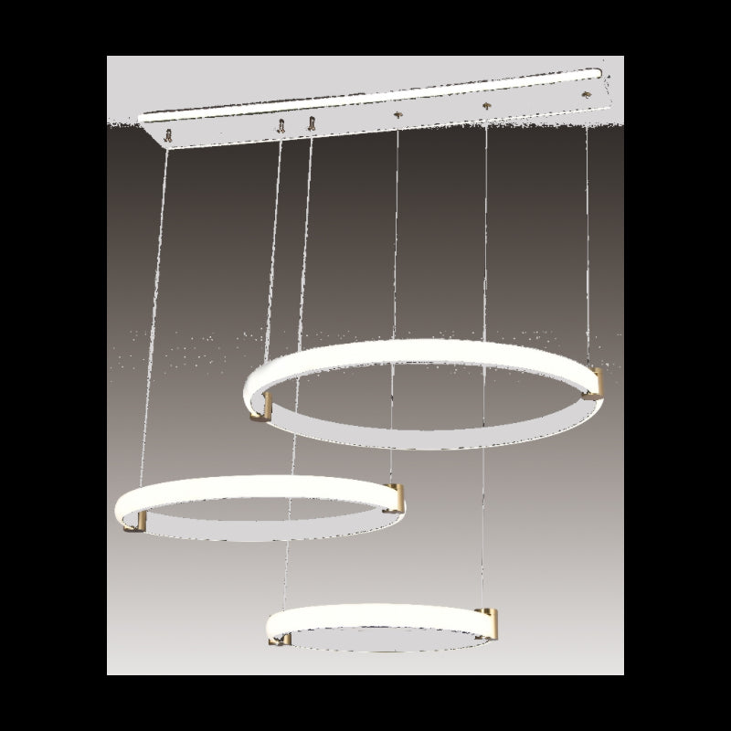 Lustra LED Alb cu 3 Cercuri 30cm+40cm+50cm Telecomanda wifi 2.4G cu lumina/rece/calda/neutra intensitate reglabila
