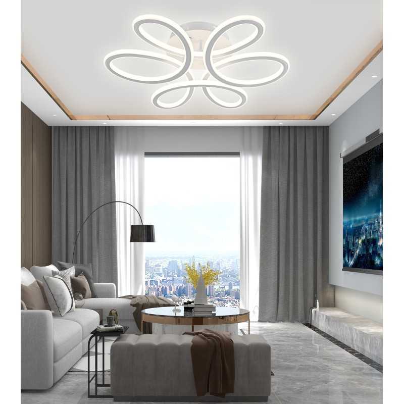 Lustra LED Alba cu Telecomanda wifi 2.4G cu 3 functii lumina/rece/calda/neutra
