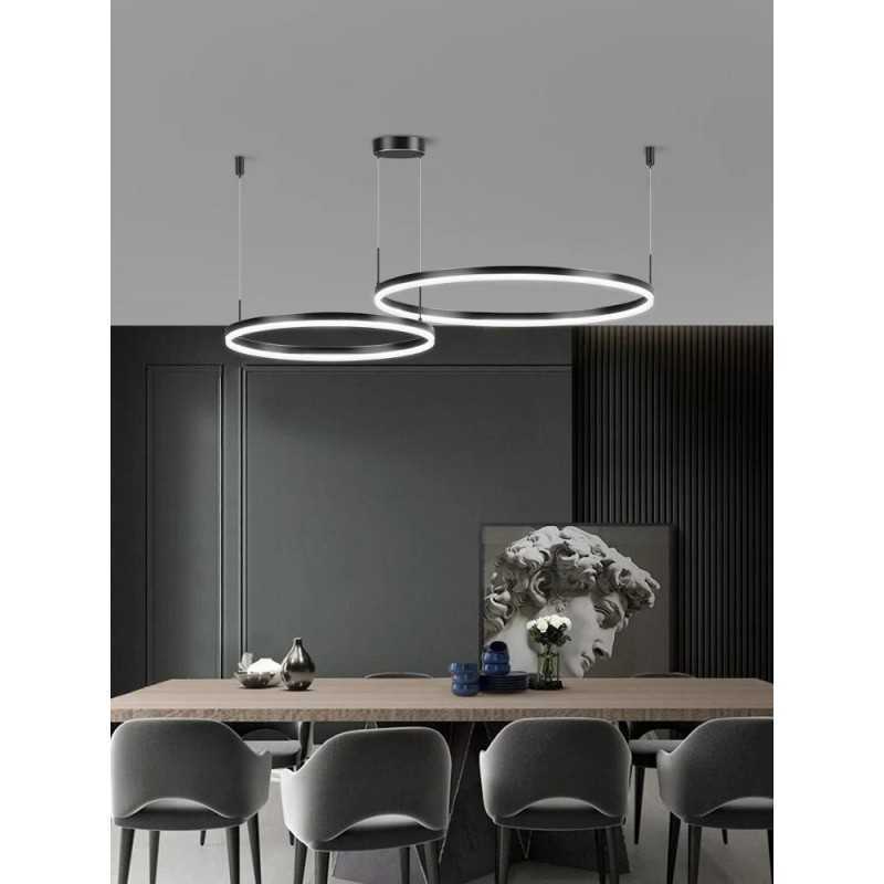 Lustra LED Auriu 2 cecuri 60cm+40cmcu Telecomanda wifi 2.4G lumina/rece/calda/neutra intensitate reglabila