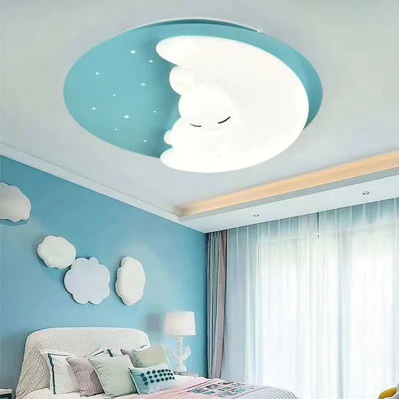 Lustra LED blue Iepura?ul care doarme pe lun? Telecomanda wifi 45cm 2.4G lumina/rece/calda/neutra intensitate reglabila