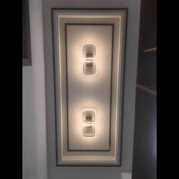 Lustra LED cu 2 Patrate Telecomanda wifi 2.4G Negru lumina/rece/calda/neutra intensitate reglabila