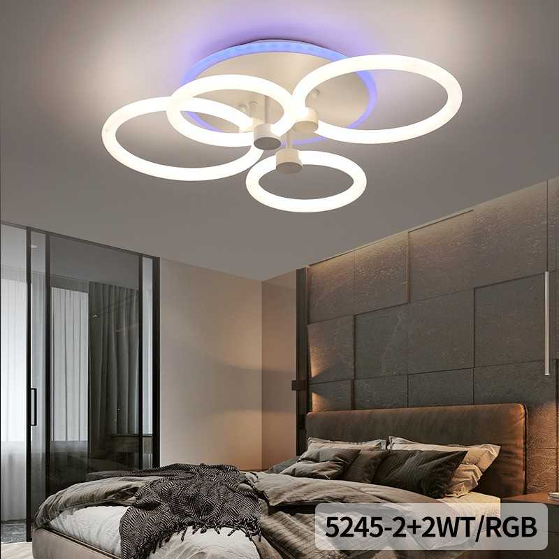 Lustra LED cu 4 cercuri lumina 360 grade RGB Telecomanda 2.4G lumina rece/calda/neutra intensitate reglabila