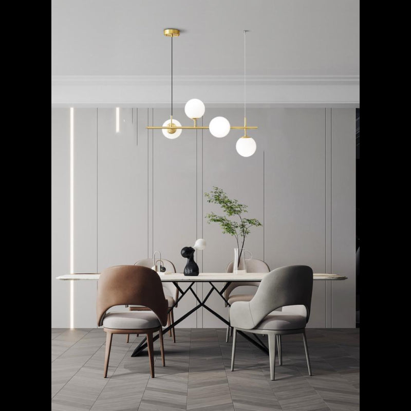Lustra LED cu 4 Glob Alb Mat Becurile Nu Sunt Incluse