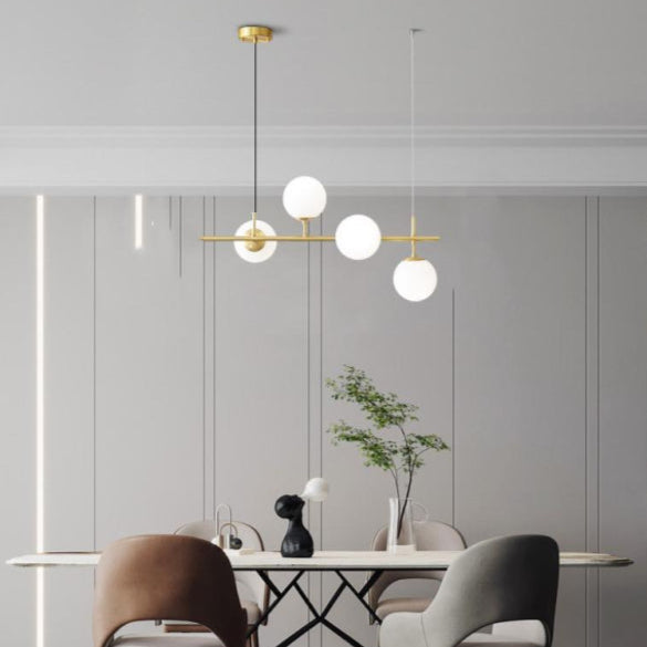 Lustra LED cu 4 Glob Alb Mat Becurile Nu Sunt Incluse