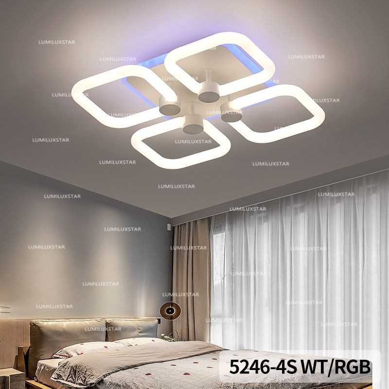 Lustra LED cu 4 Patrate lumina 360 grade RGB Telecomanda 2.4G lumina rece/calda/neutra intensitate reglabila