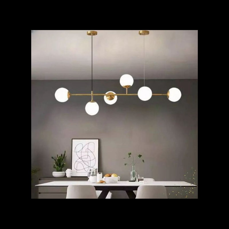 Lustra LED cu 6 Glob Alb Mat Becurile Nu Sunt Incluse