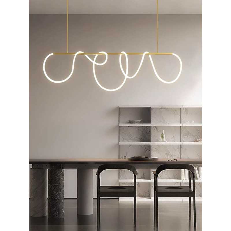 Lustra LED cu Telecomanda wifi 2.4G cu lumina/rece/calda/neutra intensitate reglabila Lungime 150cm