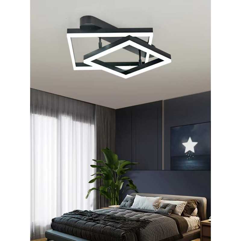 Lustra LED cu Telecomanda wifi 2.4G lumina/rece/calda/neutra intensitate reglabila Neagra