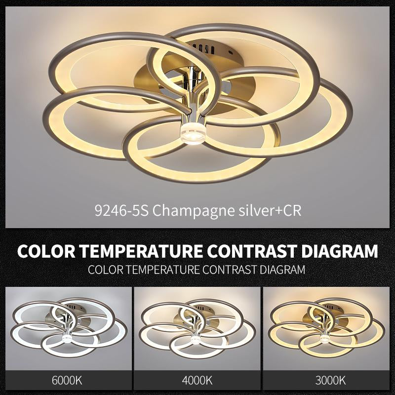 Lustra LED Culoare Sampanie Argintie cu Telecomanda wifi 2.4G Maro lumina/rece/calda/neutra intensitate reglabila
